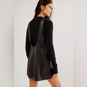 New Free People Black Sleeveless Leather Dress